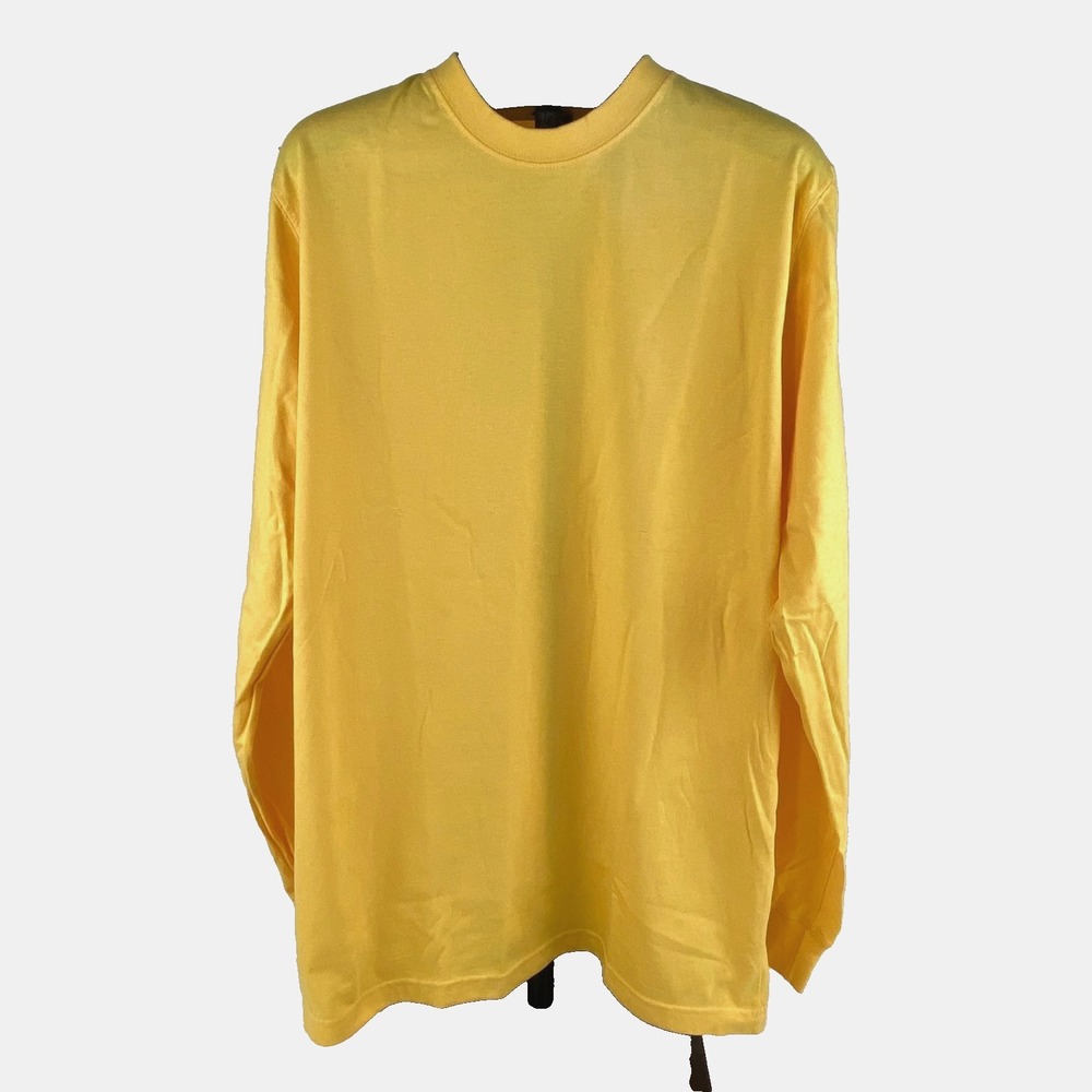 New Lands' End Long Sleeve T-Shirt Men's M T 38-40 Yellow Cotton Pullover Shirt
